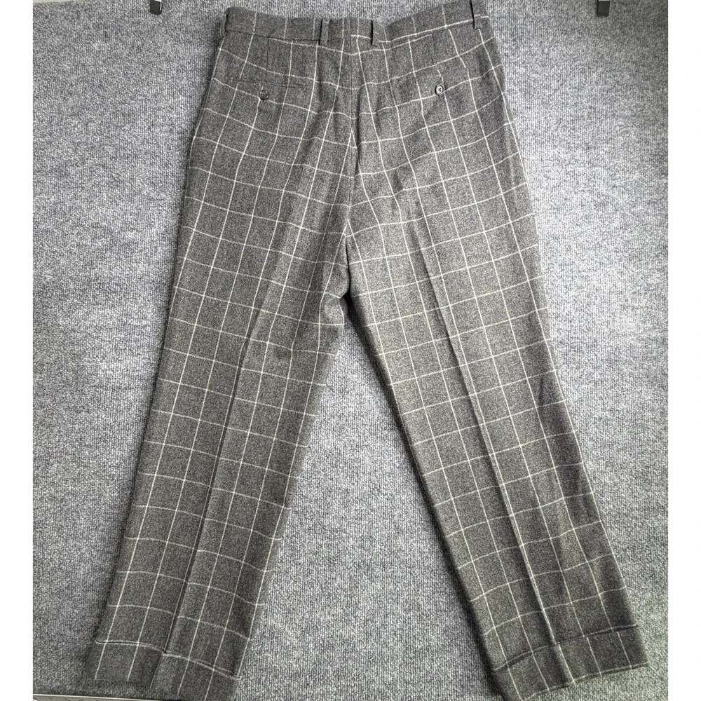Paul Frederick Mens Wool Blend Plaid Pleated Dress Pants Sz‎ 36W | Soft Designer